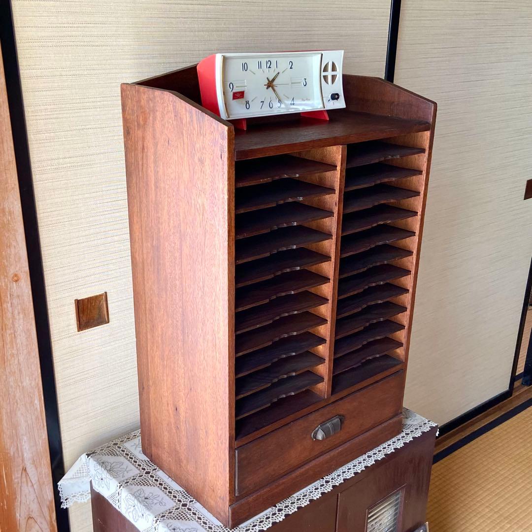 ビンテージ　古道具　木製　カルテ棚　書類棚　店舗什器　戸棚　箪笥　古民具