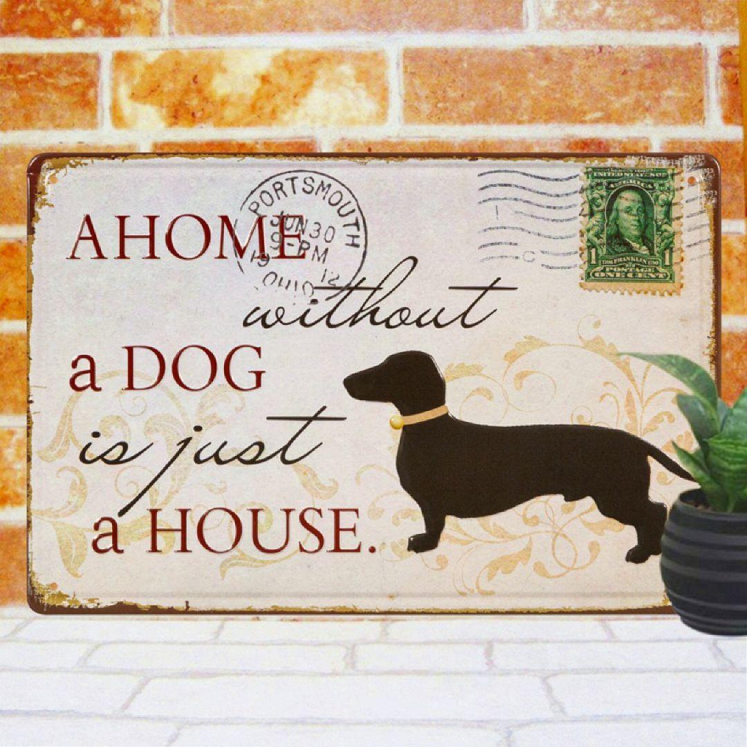 デザイン看板 A4】ダックスフント★ポスター絵アートパネル犬ブリキ看板かわいい絵