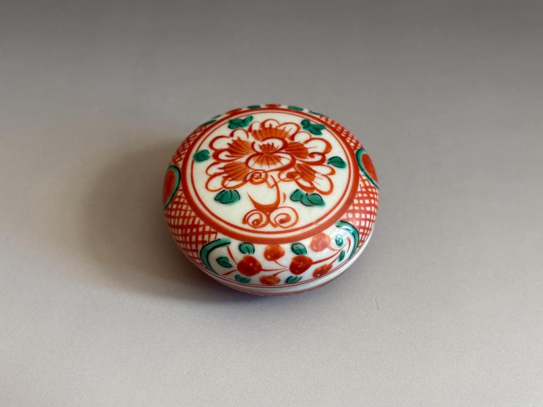 16代永楽善五郎　即全　赤絵花丸香合　而妙斎書付　茶道具　表千家