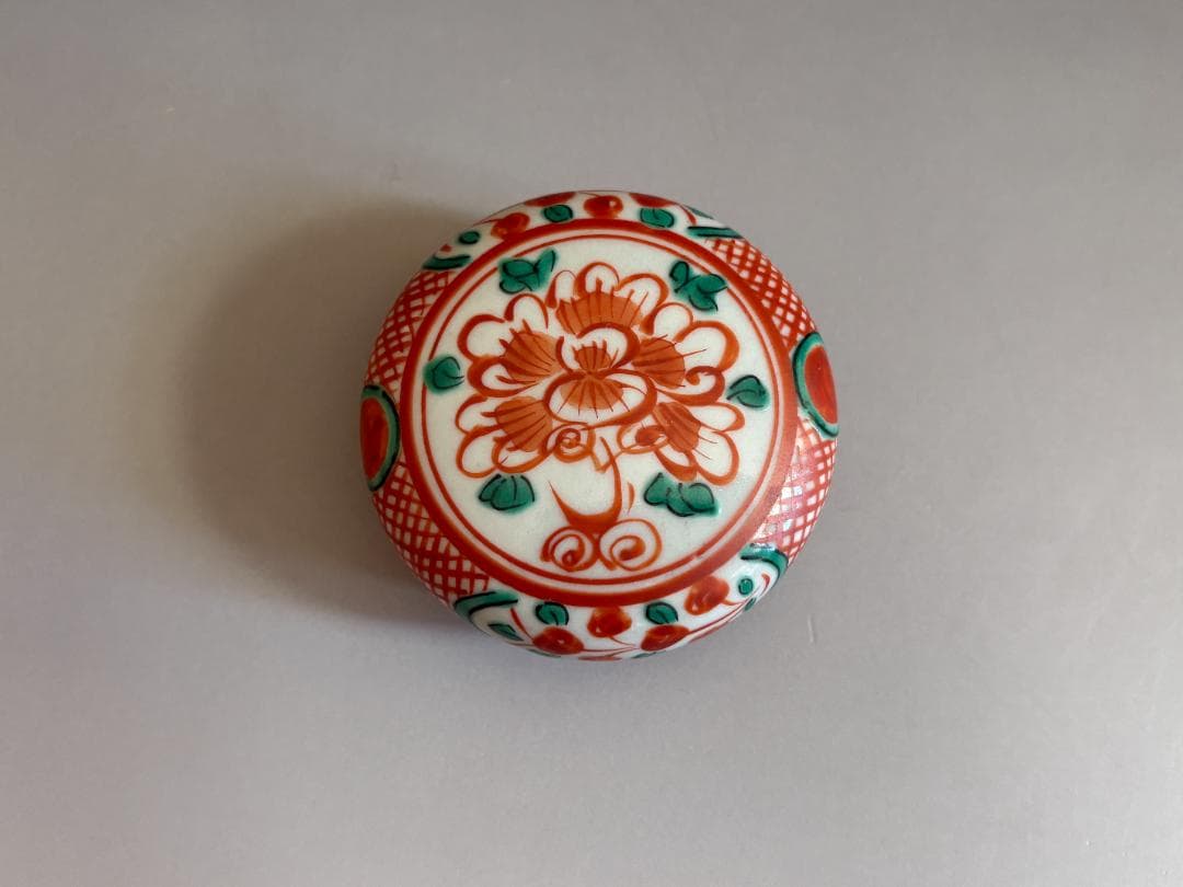 16代永楽善五郎　即全　赤絵花丸香合　而妙斎書付　茶道具　表千家