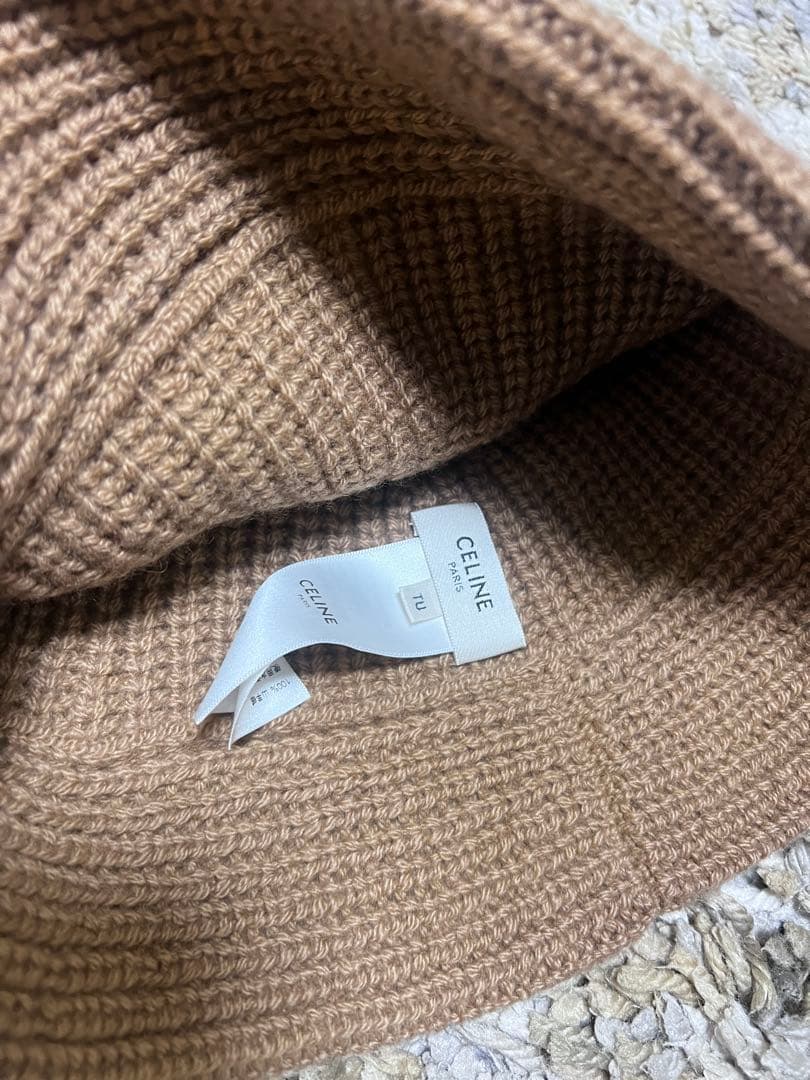 CELINE ブラウンニット帽 カシミヤ