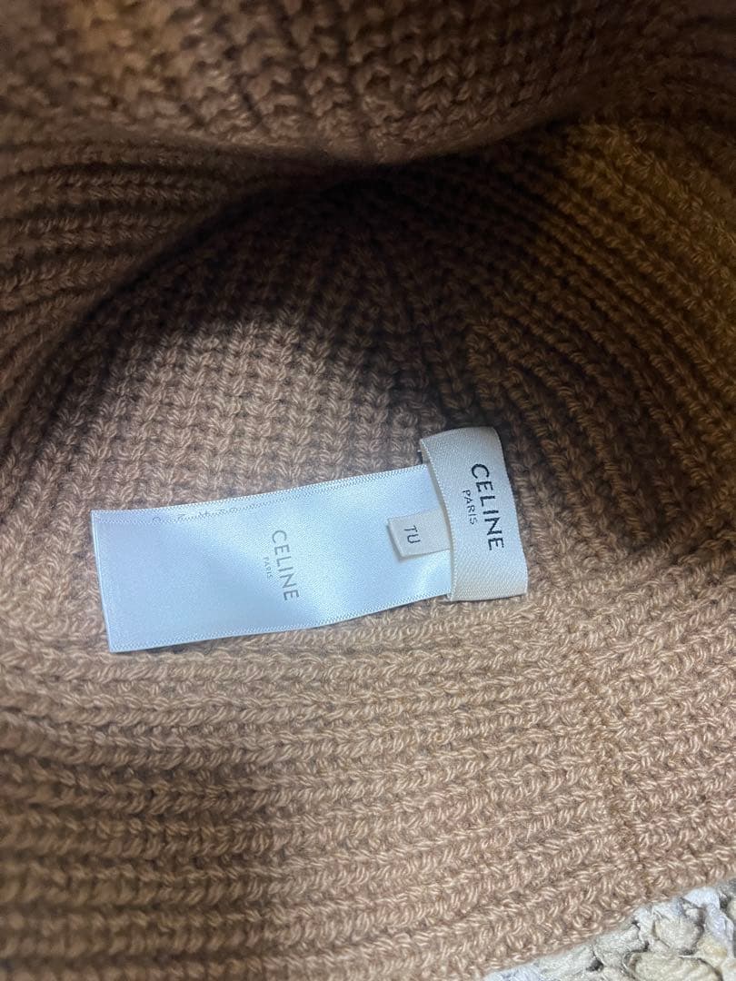 CELINE ブラウンニット帽 カシミヤ