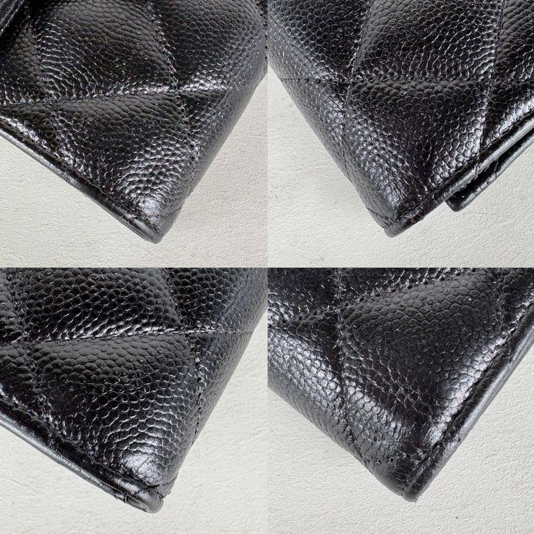 CHANEL キャビアスキン　マトラッセ　三つ折り財布　背面ケース