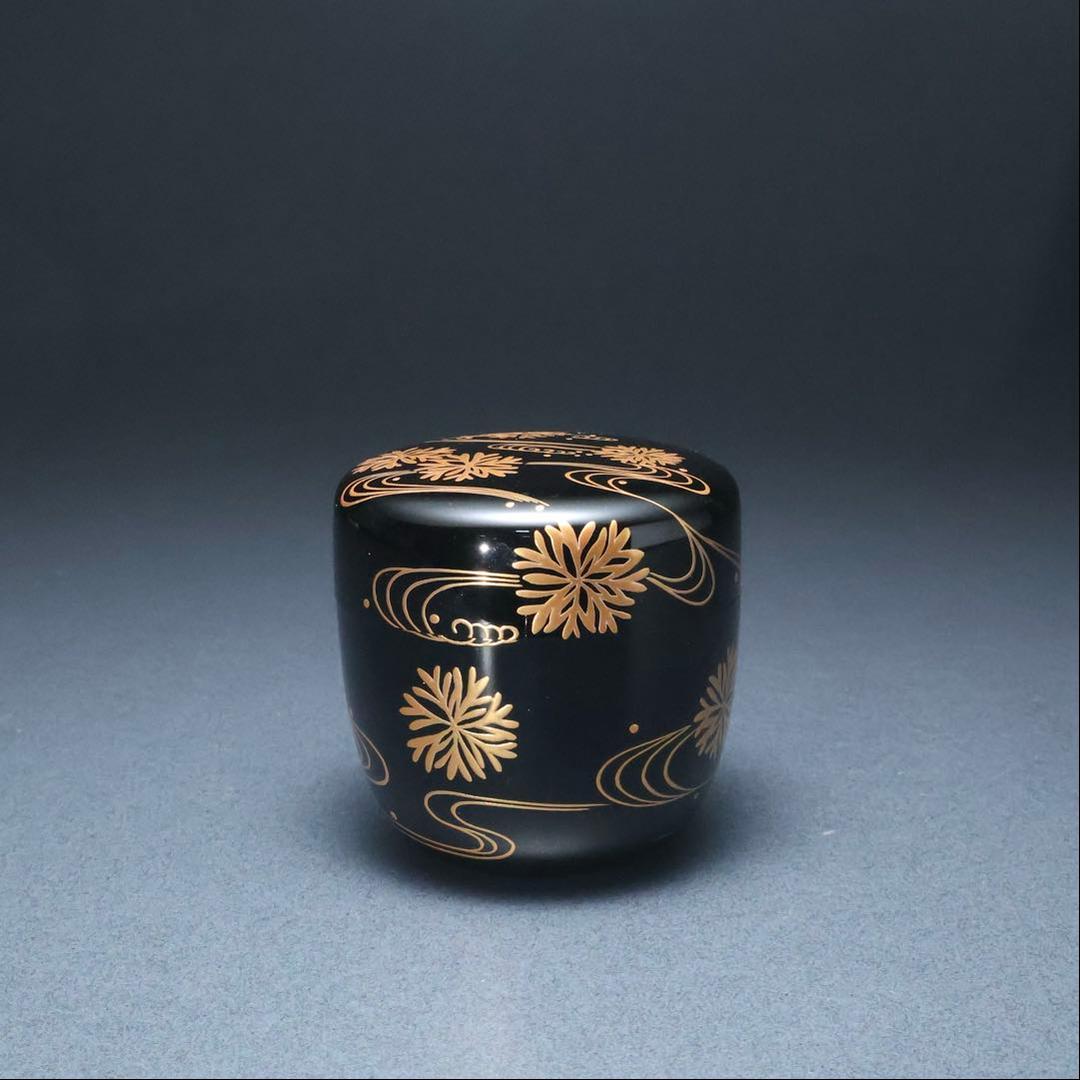 棗　光琳波に海松蒔絵　内銀仕上げ　金蒔絵　夏　R1415お10