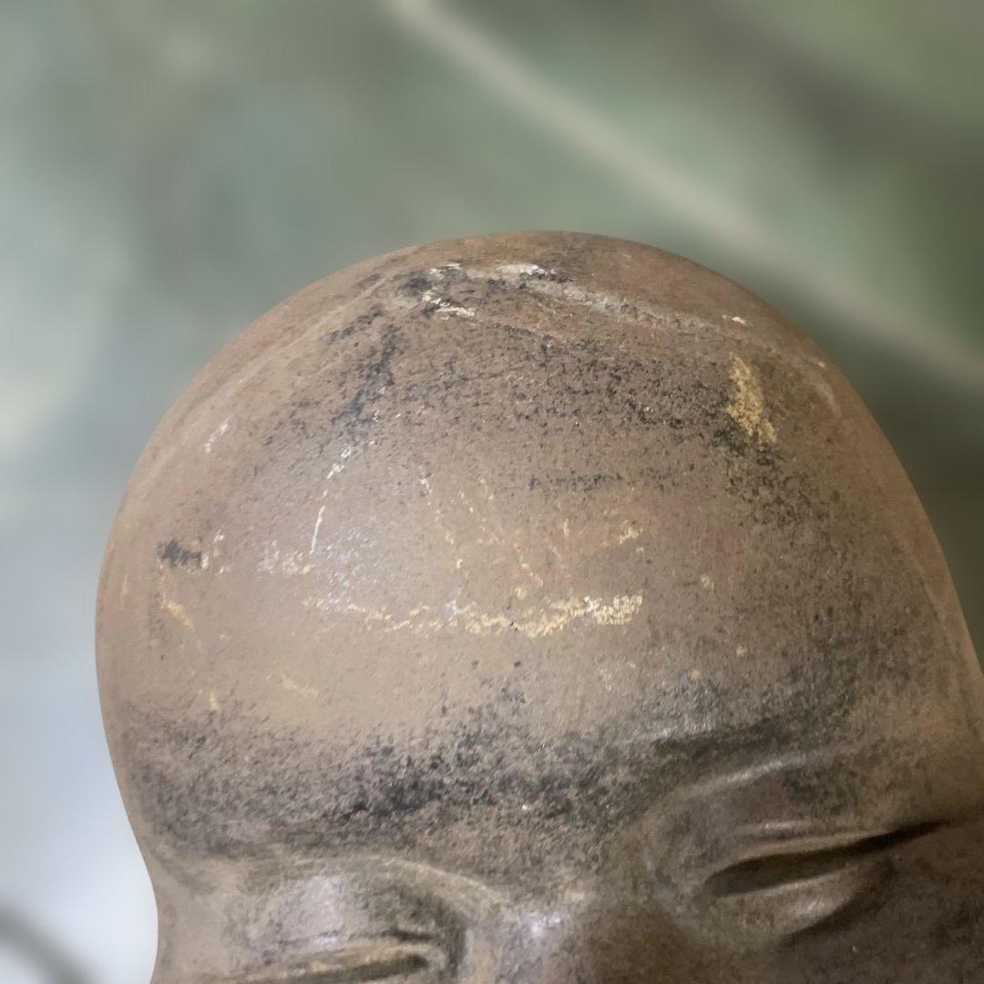 金属製オタフク　お福様ふっくらした頬　お福様のお面　骨董　美術品　重厚感あります