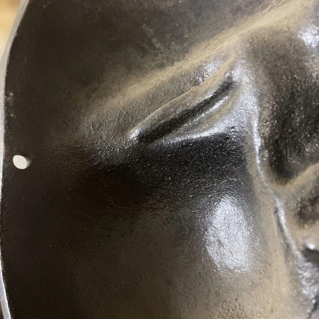 金属製オタフク　お福様ふっくらした頬　お福様のお面　骨董　美術品　重厚感あります