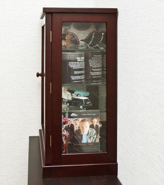 【新品アウトレット】背面ミラー付きガラスコレクションケース ホワイトウォッシュ