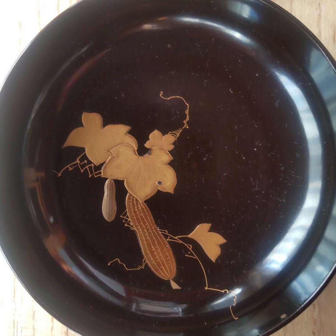 マルぽよ　漆木皿　金箔装飾 5枚セット（二組）　蒔絵　絵がわり