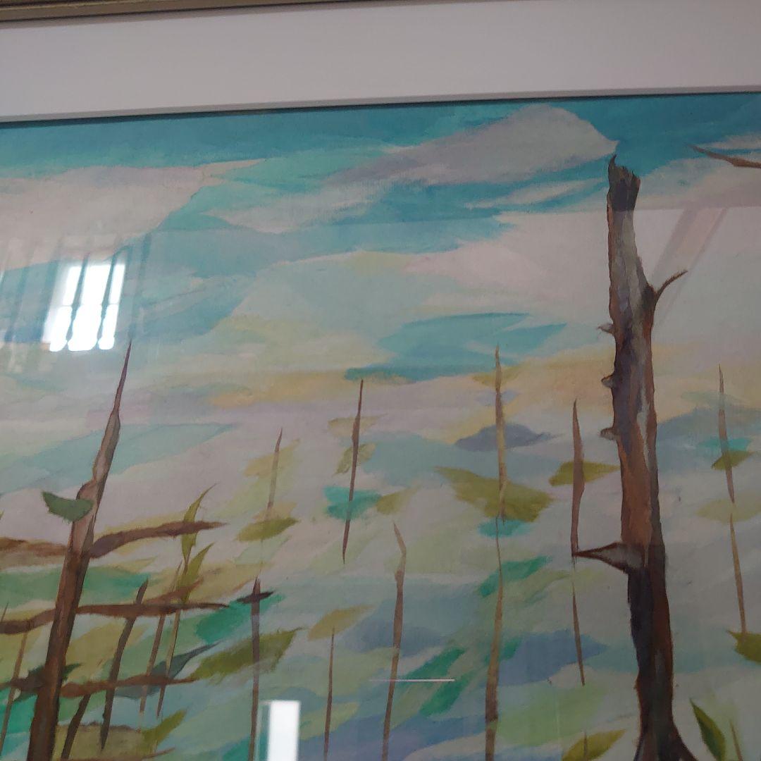 【美品】風景画　千切り絵作家　署名入り　高級額縁　大型絵画　高級和紙　30号