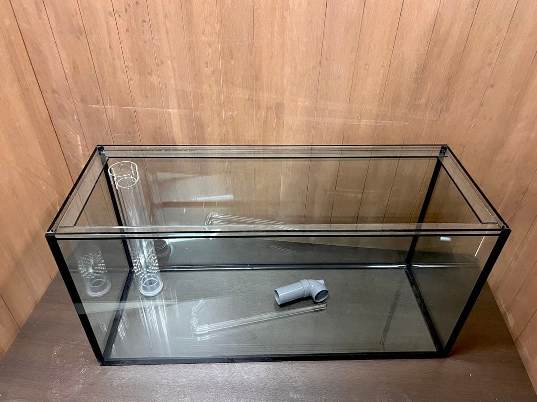 1200ｘ450ｘ600㎜オールガラス オーバーフロー水槽 フランジ加工付き