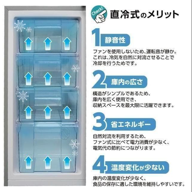 訳あり冷凍庫家庭用60Lスリム ノンフロンストッカー直冷式A1-14-5