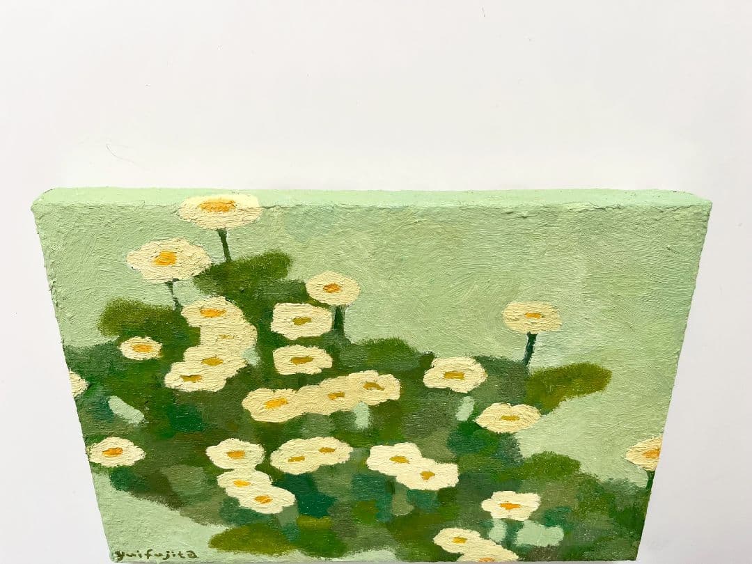 油彩画　道端の黄色いお花