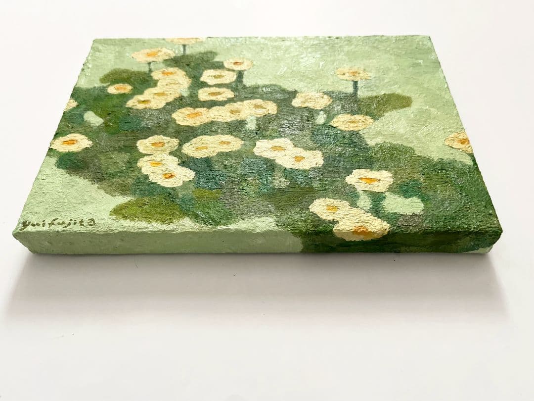 油彩画　道端の黄色いお花