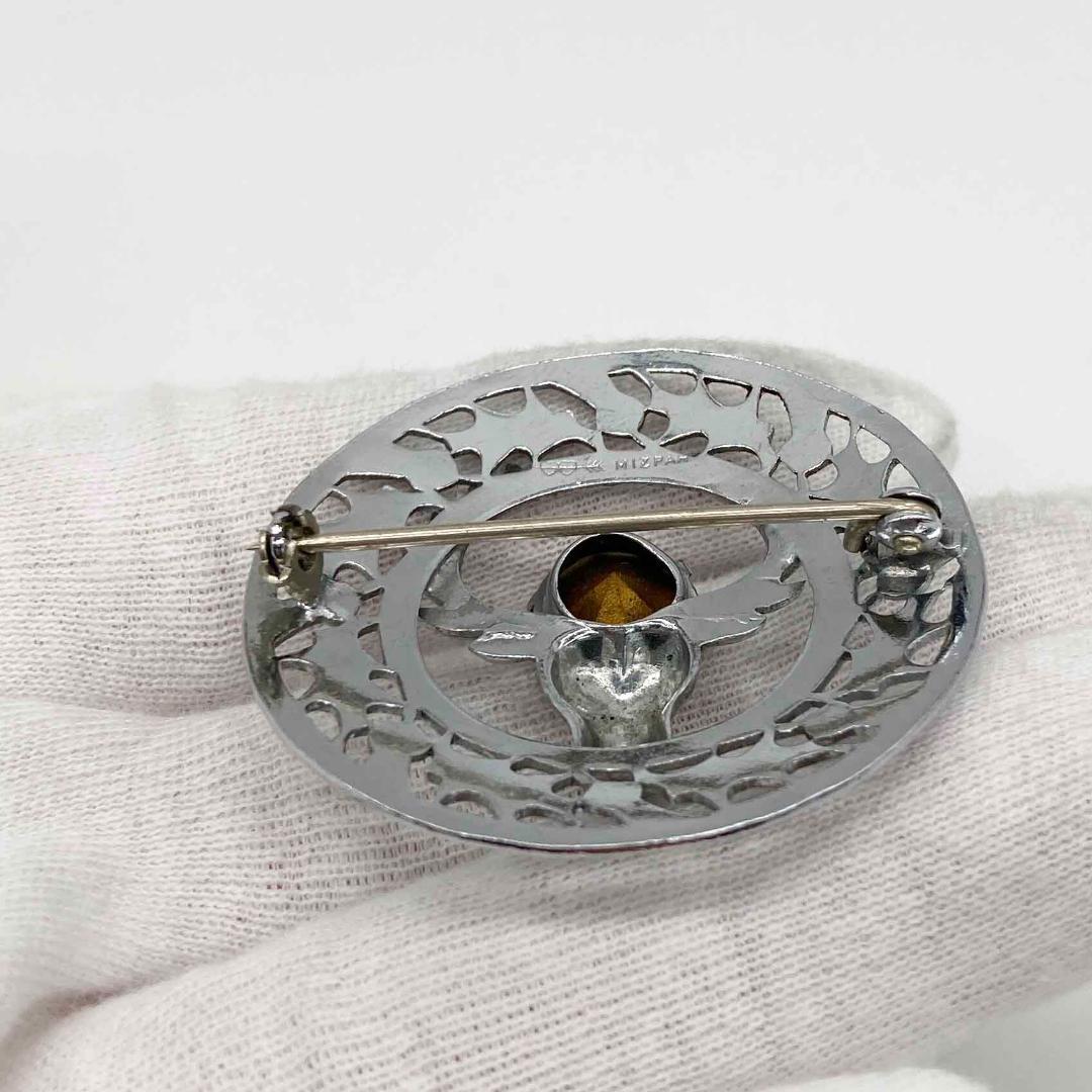 スコットランドのブローチ　鹿、アザミの透かし模様 MIZPAH社　s1701