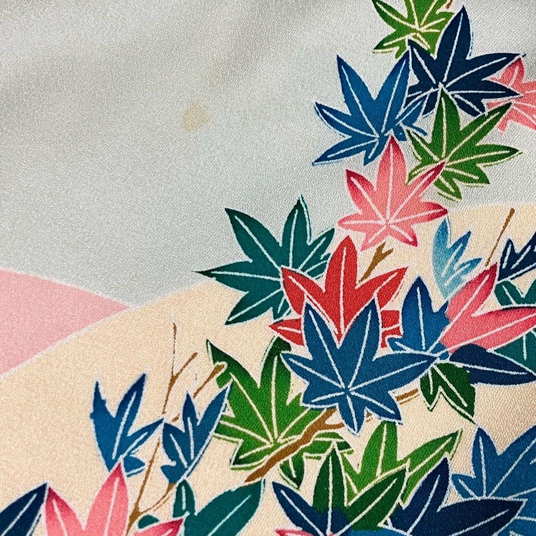 tu様［7144］振袖 笹竹花鳥文 駒刺繍 成人式 卒業式 正絹 着物 袷