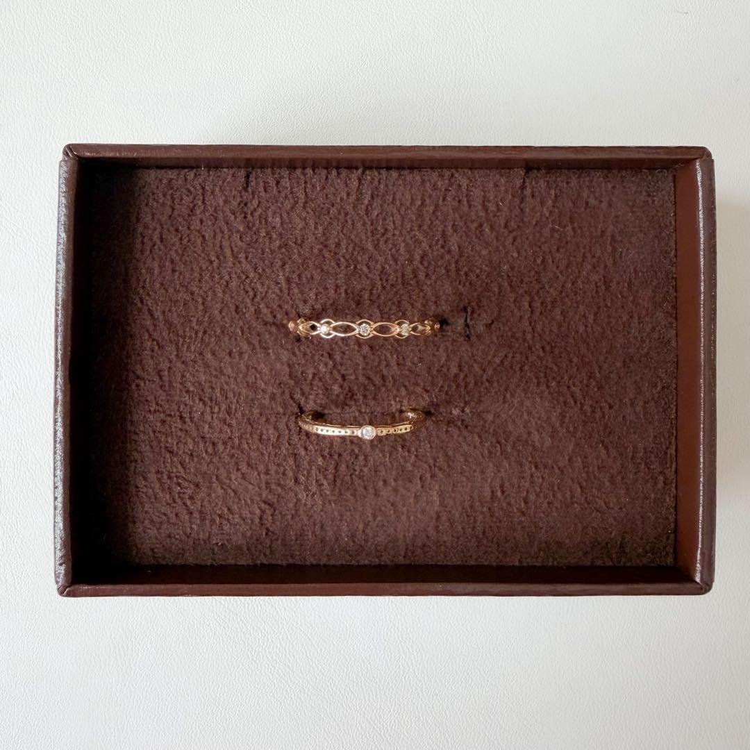 【agete2点セット】k10 リング＋ピンキーリング　11号　3号