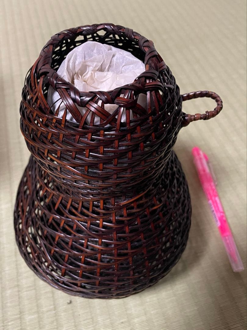 花籠 *竹細工 花器 花入 竹籠 竹編 筒付き