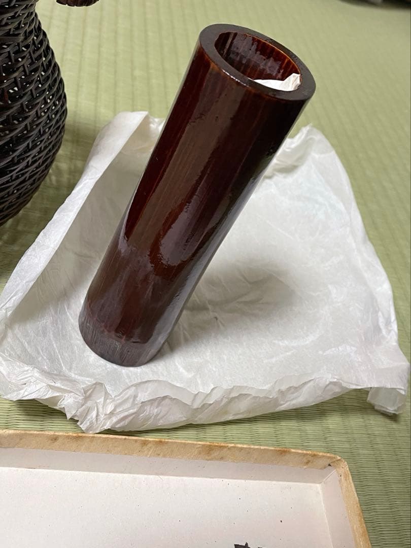 花籠 *竹細工 花器 花入 竹籠 竹編 筒付き