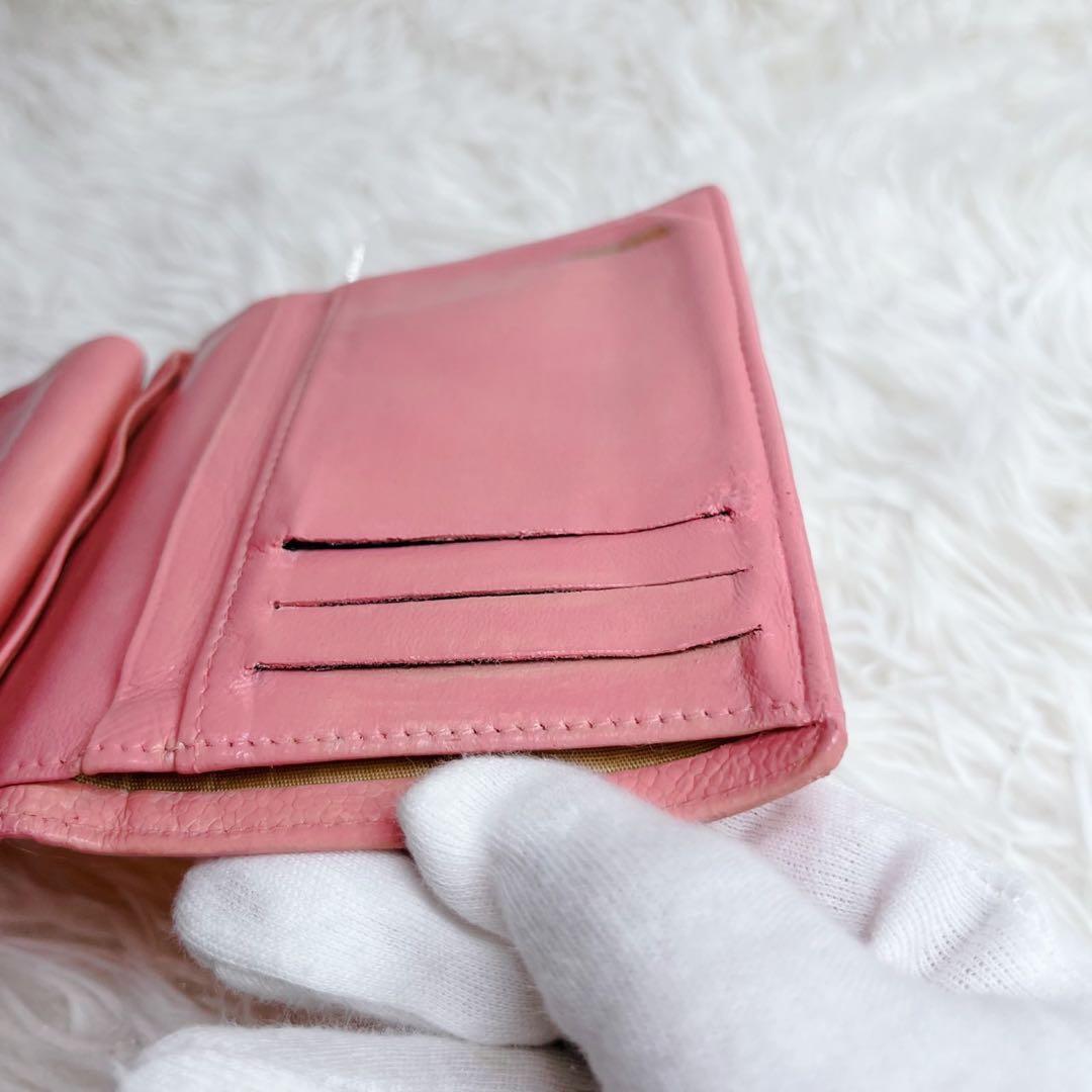 CHANEL 二つ折り財布 ココマーク キャビアスキン レザー がま口 箱付き
