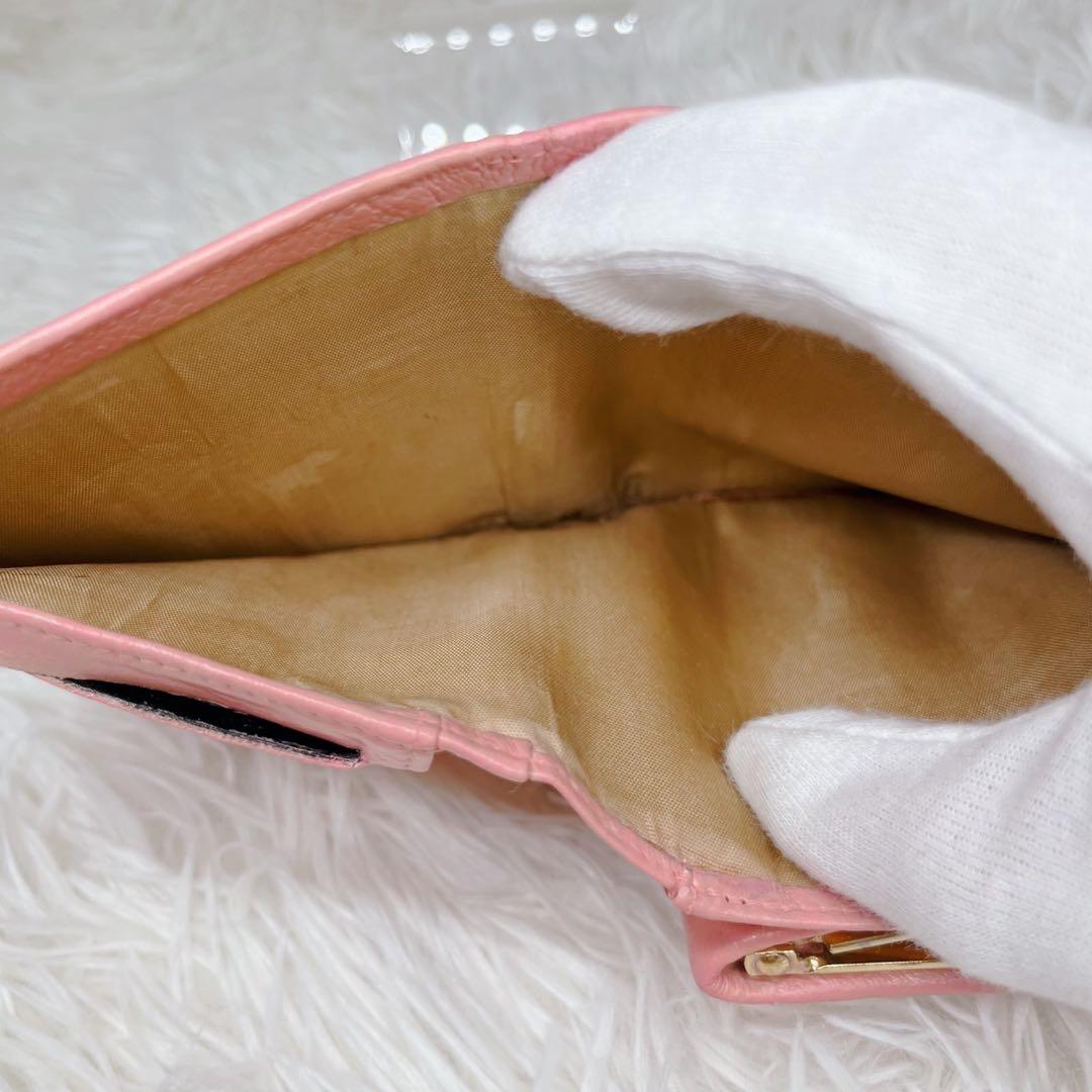 CHANEL 二つ折り財布 ココマーク キャビアスキン レザー がま口 箱付き