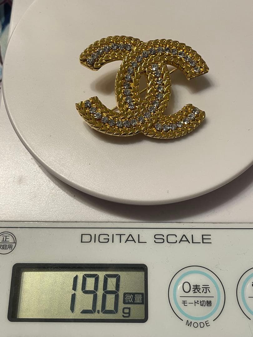 ★【希少】CHANEL ヴィンテージ　ブローチ　ラインストーン　ゴールド★
