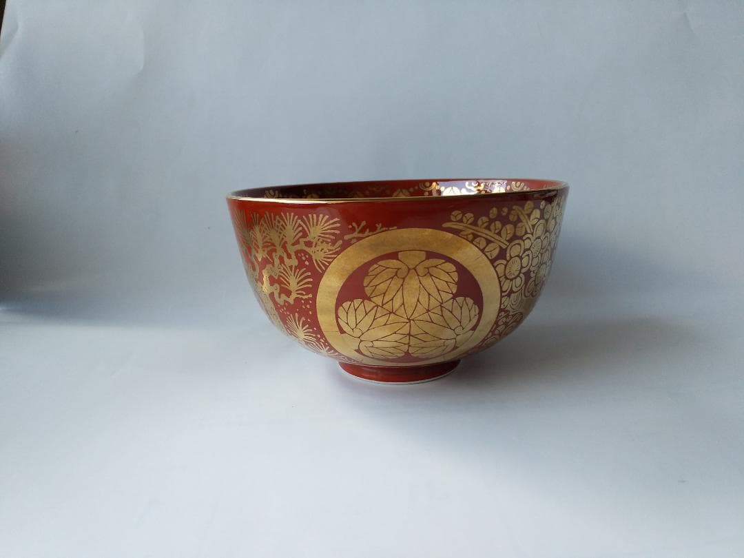 京焼 平安 勝見永泉 作 金襴手葵龍紋 茶碗 共箱 共布 茶道具 抹茶碗 新品