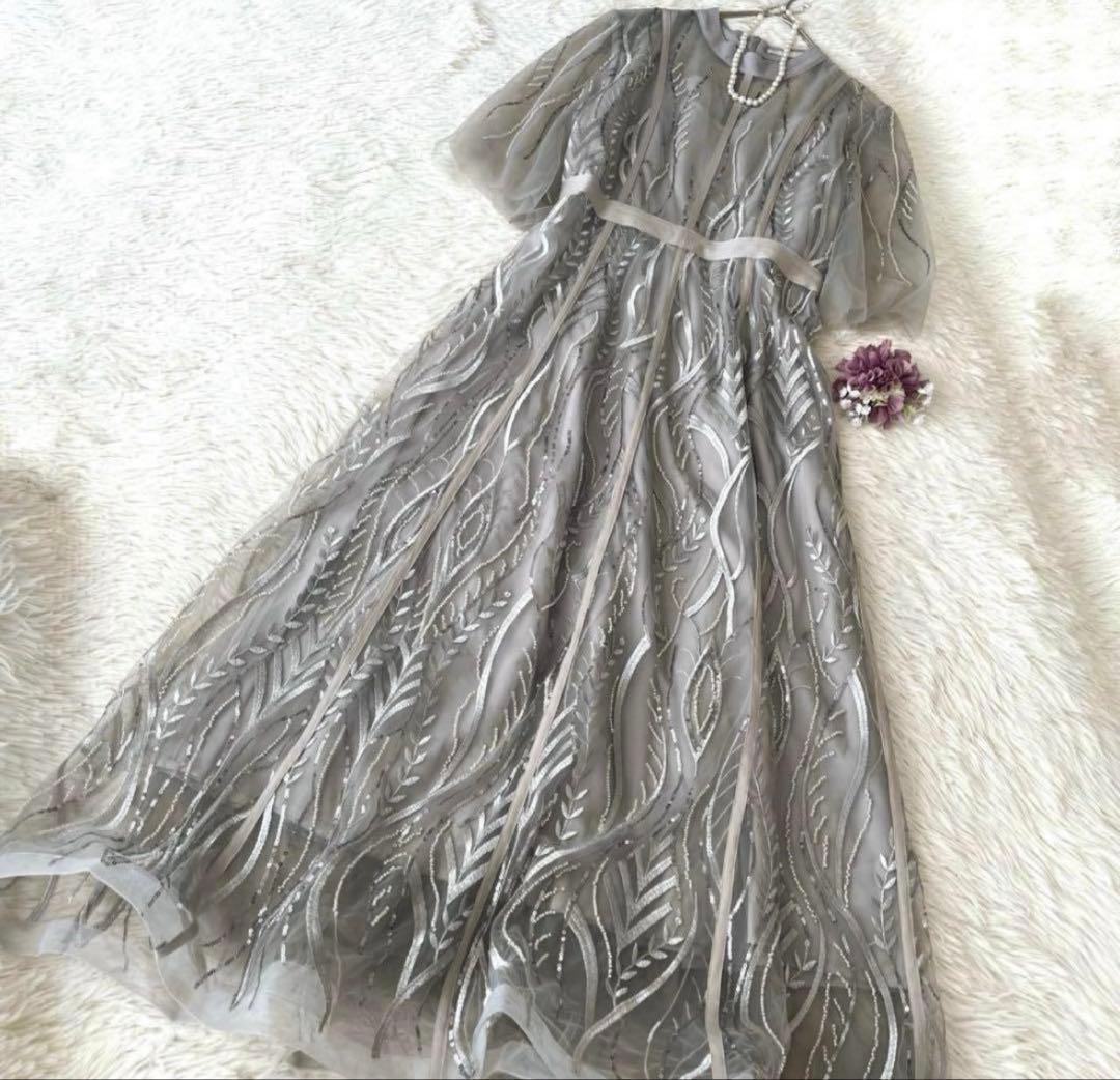 leja オケージョン　シースルーパーティードレス グレー　ドレス