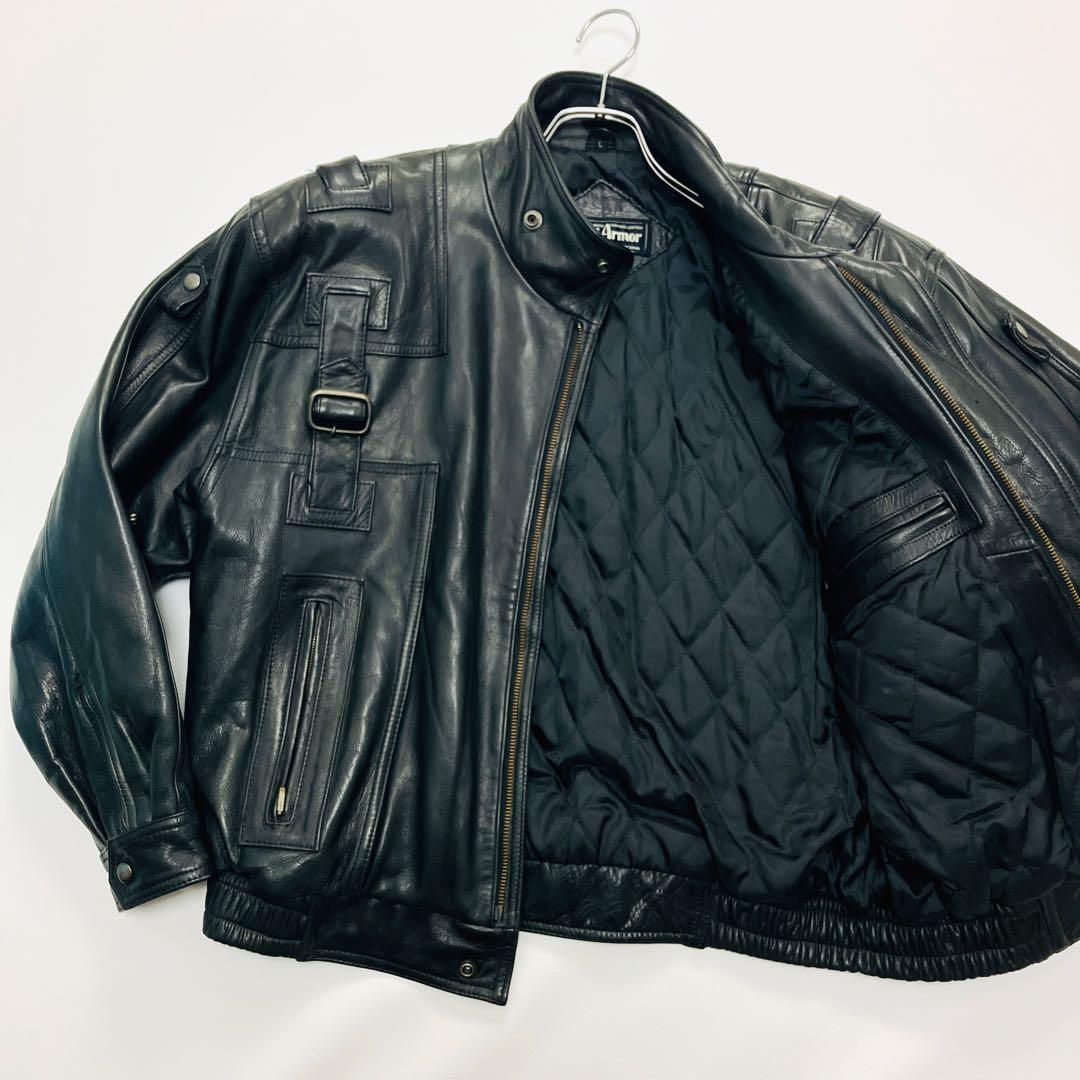 【希少サイズ】　Wind Armor ライダースジャケット　バイカー　牛革　光沢