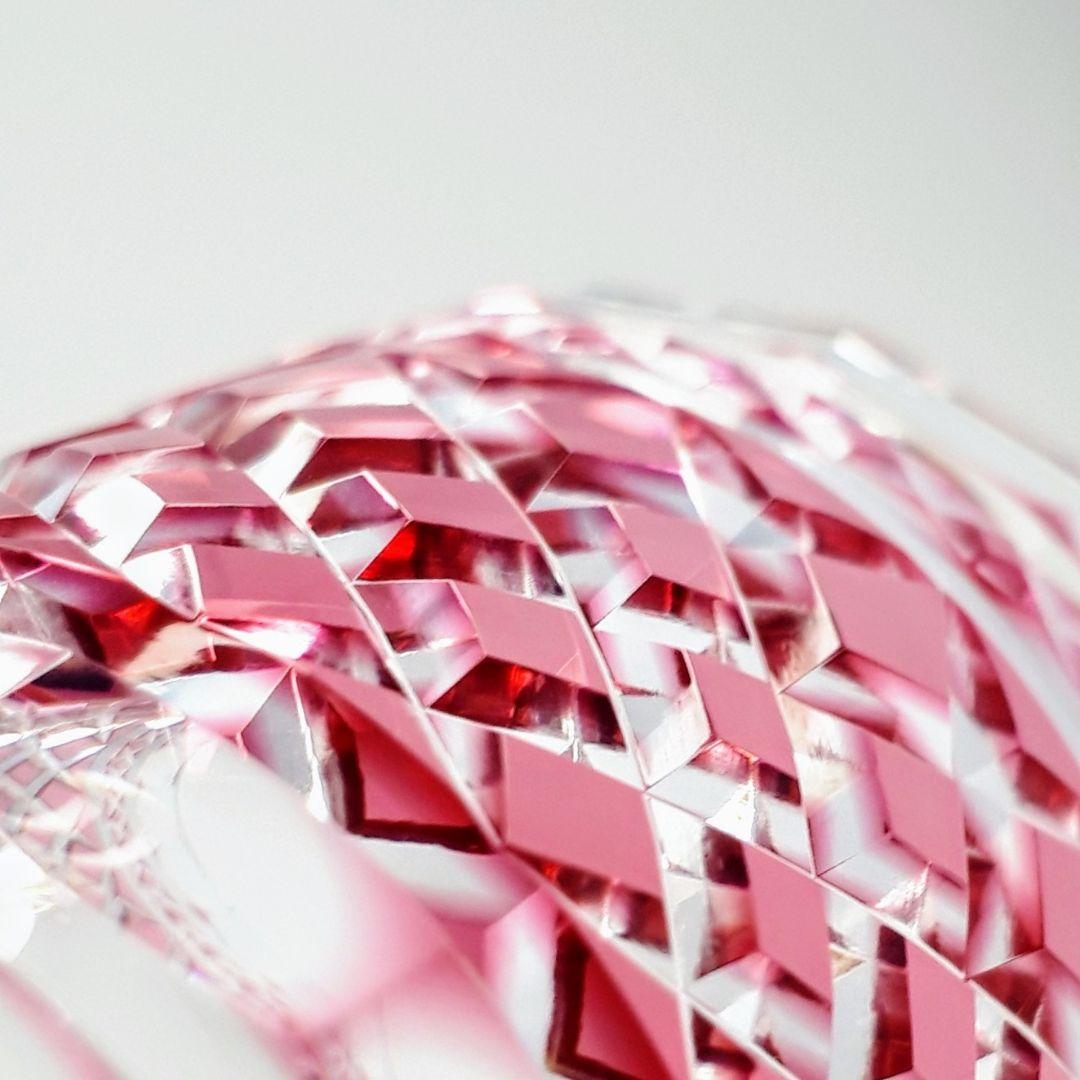 薩摩切子　松浦正行 作品　矢来紋様切子　脚付杯　【 人気作家 入手困難作品 】