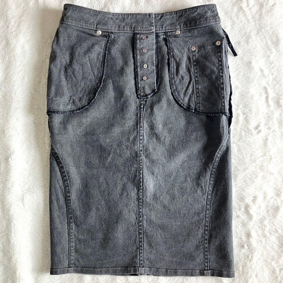 クリスチャンディオール ガリアーノ期 ストレッチデニムスカート 4 グレー