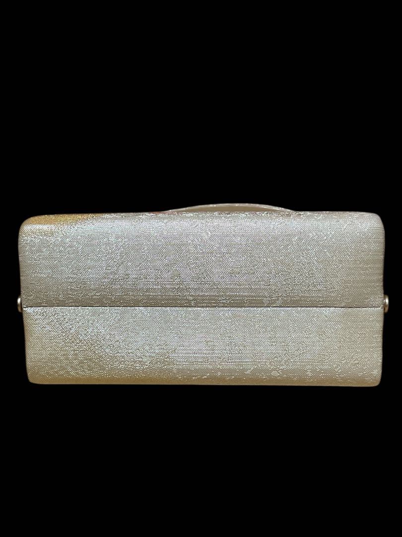 上品✨草履と和装バッグセット【木箱、手鏡付】帯地の淡いゴールド　金銀刺繍