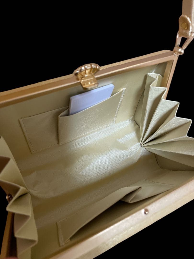 上品✨草履と和装バッグセット【木箱、手鏡付】帯地の淡いゴールド　金銀刺繍