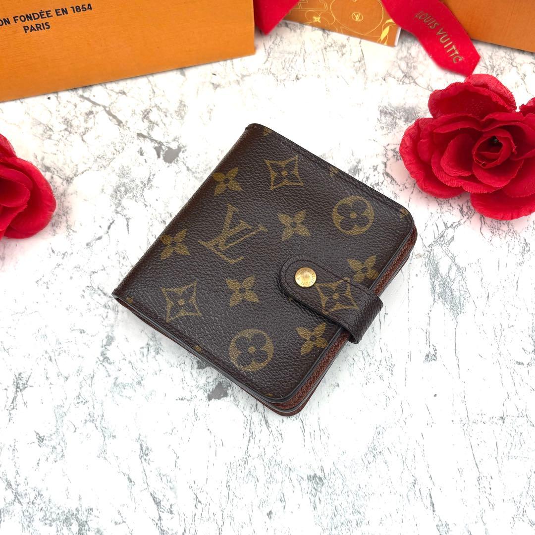 【新品同様】 ルイヴィトン モノグラム コンパクトジップ 折り財布