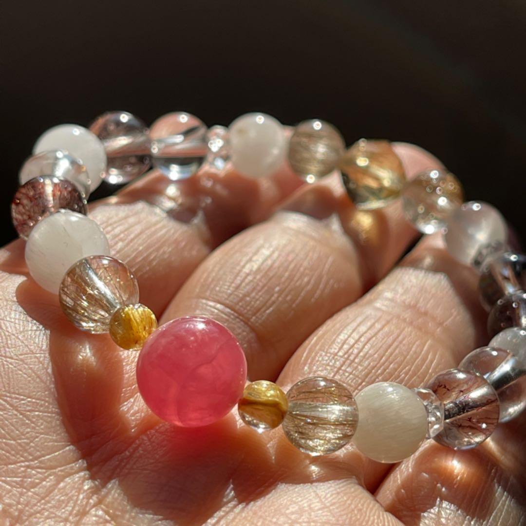 ロードクロサイト ウィスキークォーツ　ブレスレット