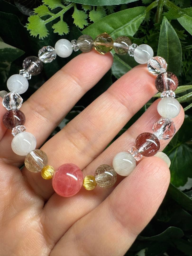 ロードクロサイト ウィスキークォーツ　ブレスレット