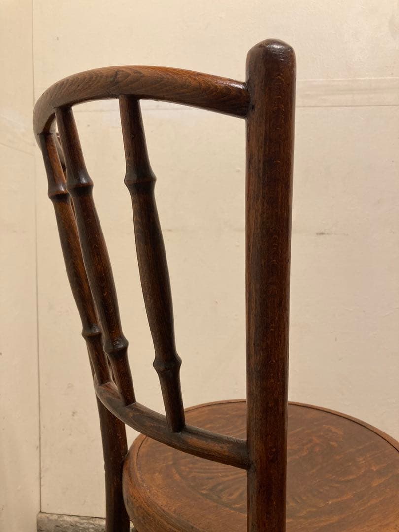 アンティーク 希少 Mundus社 曲木カフェチェア エンボス座面 ベントウッド