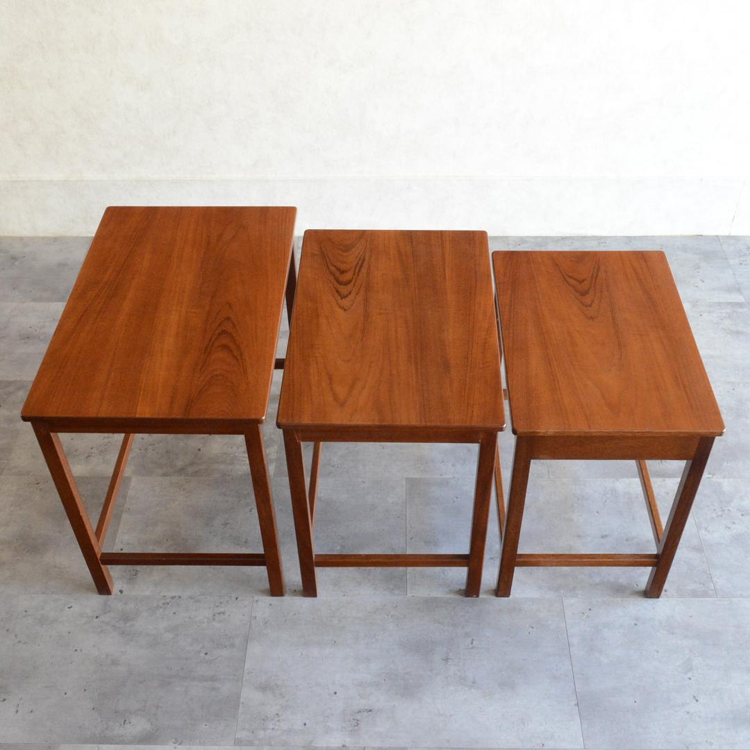 ヴィンテージ チーク ネストテーブル 抽斗付 サイドテーブル ナイトテーブル