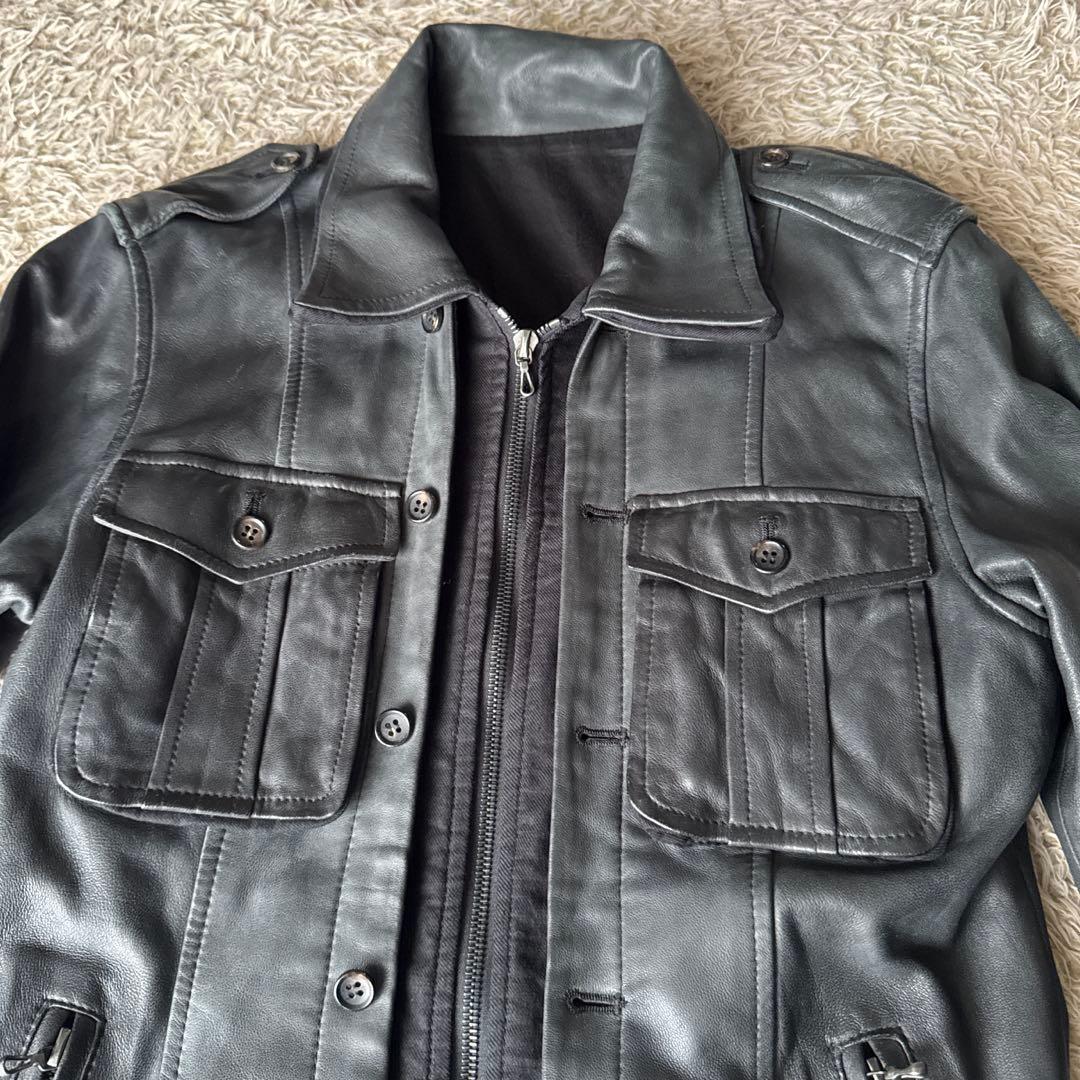 SHELLAC シェラック　レザージャケット　異素材切り替え　ブラック　y2k