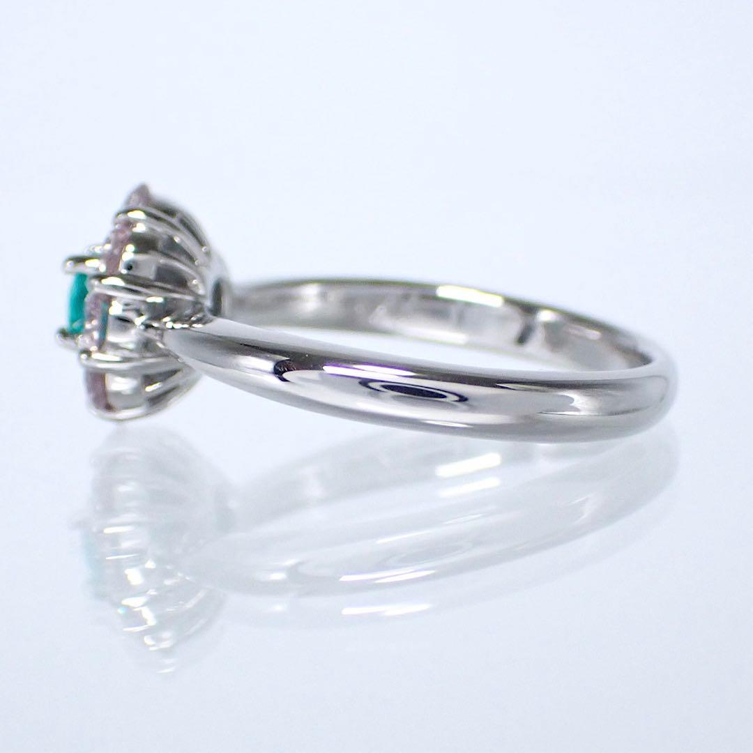 GIA ブラジル産　パライバトルマリン×ピンクダイヤPt900 リング　指輪