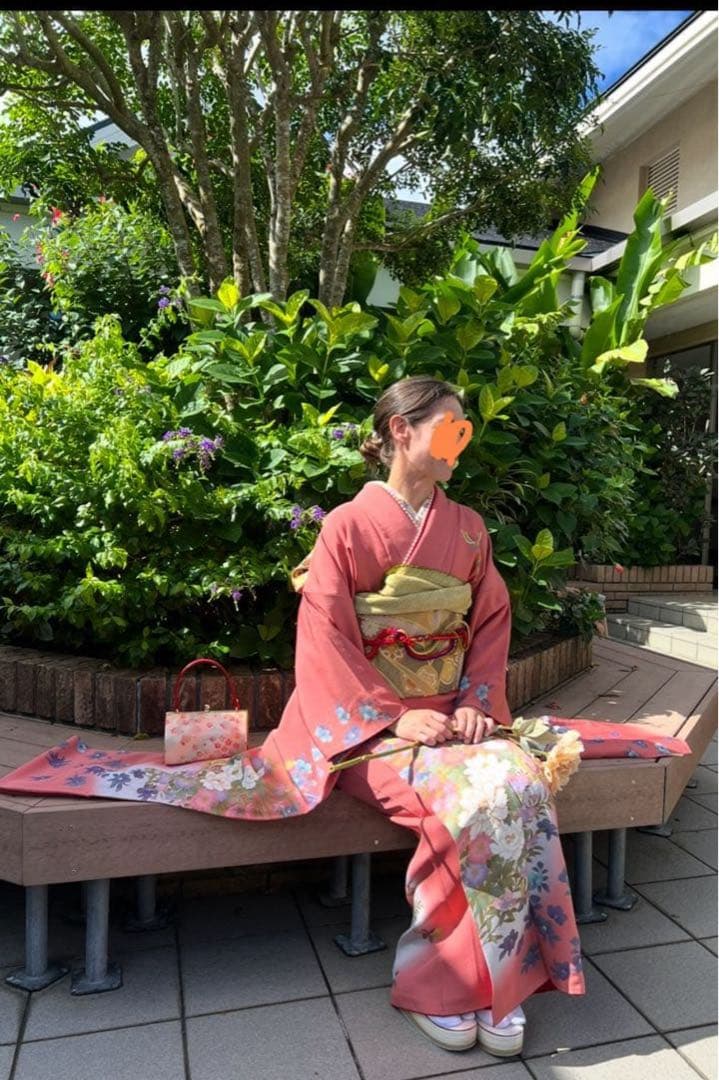 綸子✨ 振袖フルセット✨振袖、帯、帯揚げ、帯締め、半衿リボン、重ね襟の６点