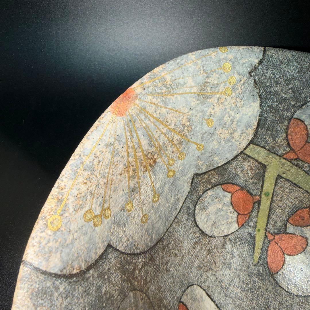 Z*ト様 伊藤東彦　布目梅文鉢　笠間焼　共箱　骨董　大鉢　盛鉢　皿　飾皿　菓子皿