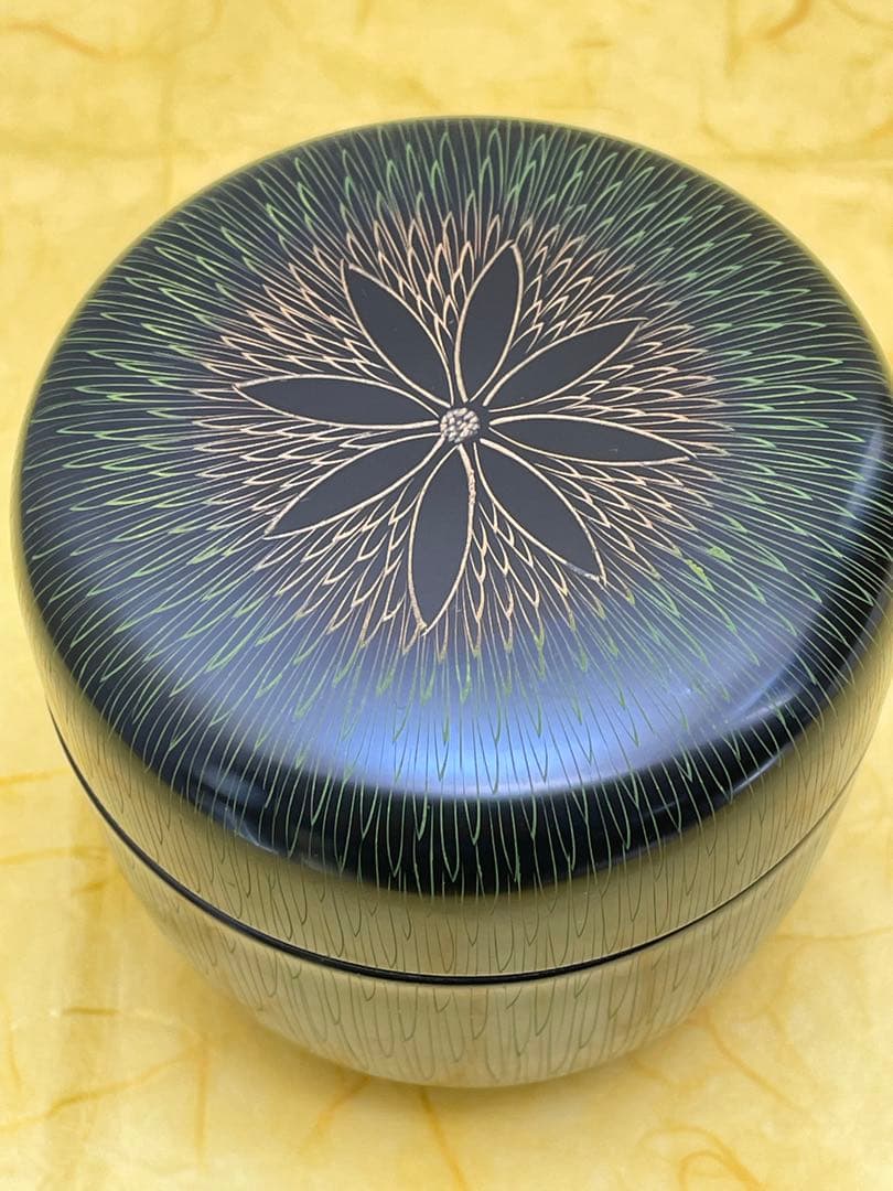 棗 大棗 菊毛彫 中村湖彩作 花模様 桐箱付き 茶道具 裏千家 表千家 工芸品