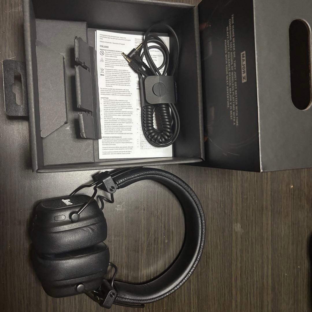 Marshall Major IVワイヤレスヘッドホンブラック箱付き人気モデル