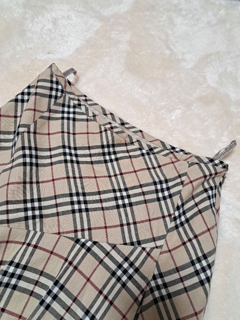 バーバリーブルーレーベル　ひざ丈スカート　ノバチェック　フレア　コットン　38