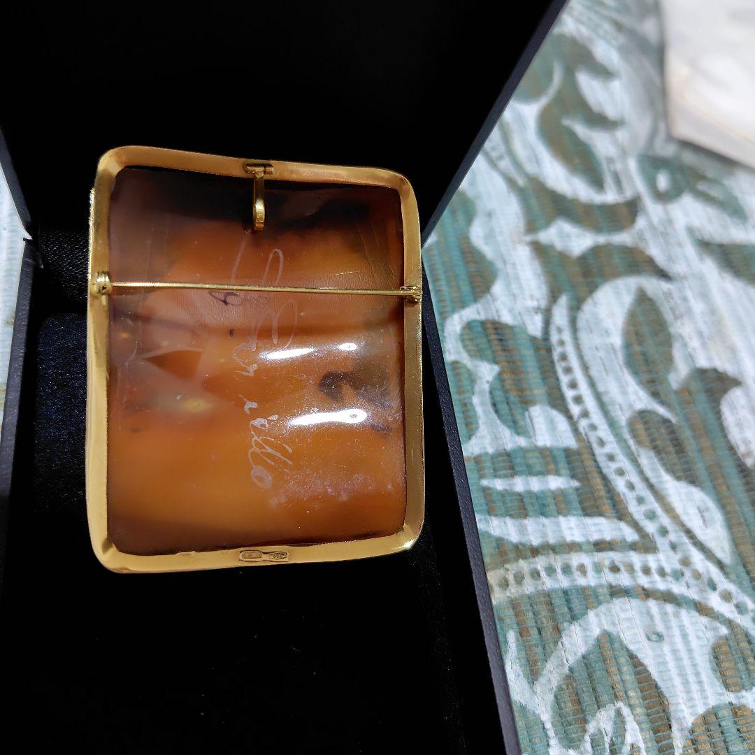 高級k18カメオ作家サイン入り　二人の女性の横顔