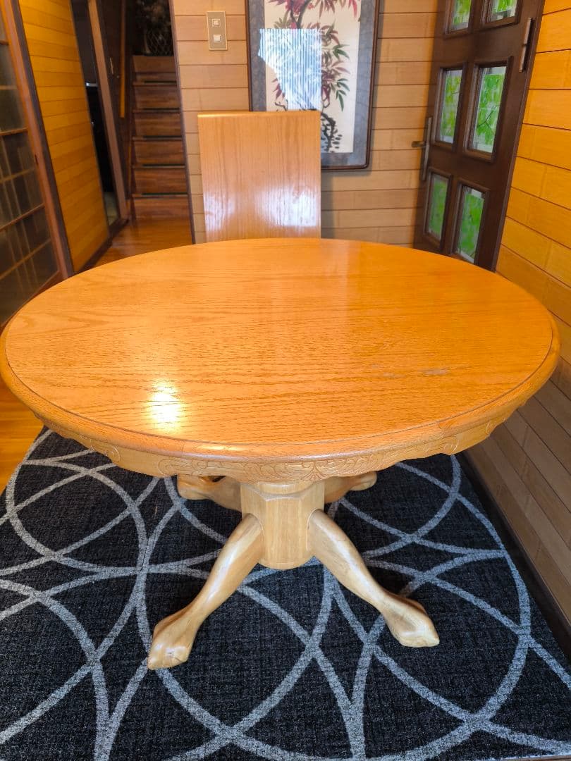 シンリーダイニングテーブル　アンティーク　食卓テーブル　伸長式