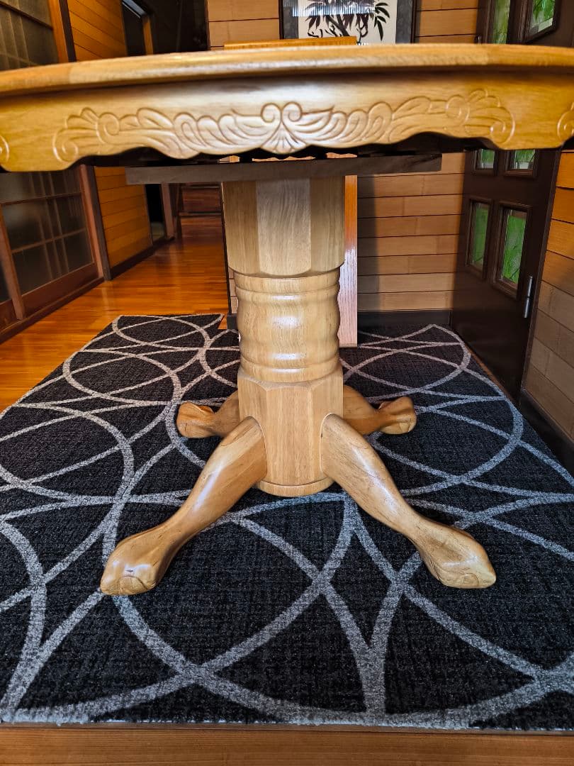 シンリーダイニングテーブル　アンティーク　食卓テーブル　伸長式