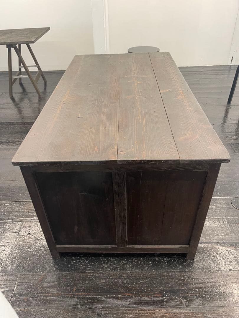 昭和初期アンティークデスク ダークブラウン 木製デスク 6引き出し