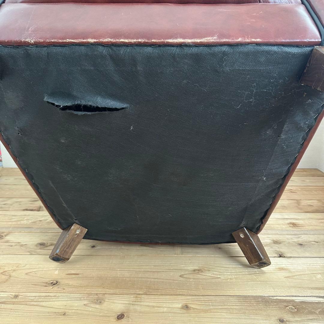 ヴィンテージ　ブラウンレザー　ウィングバックソファ