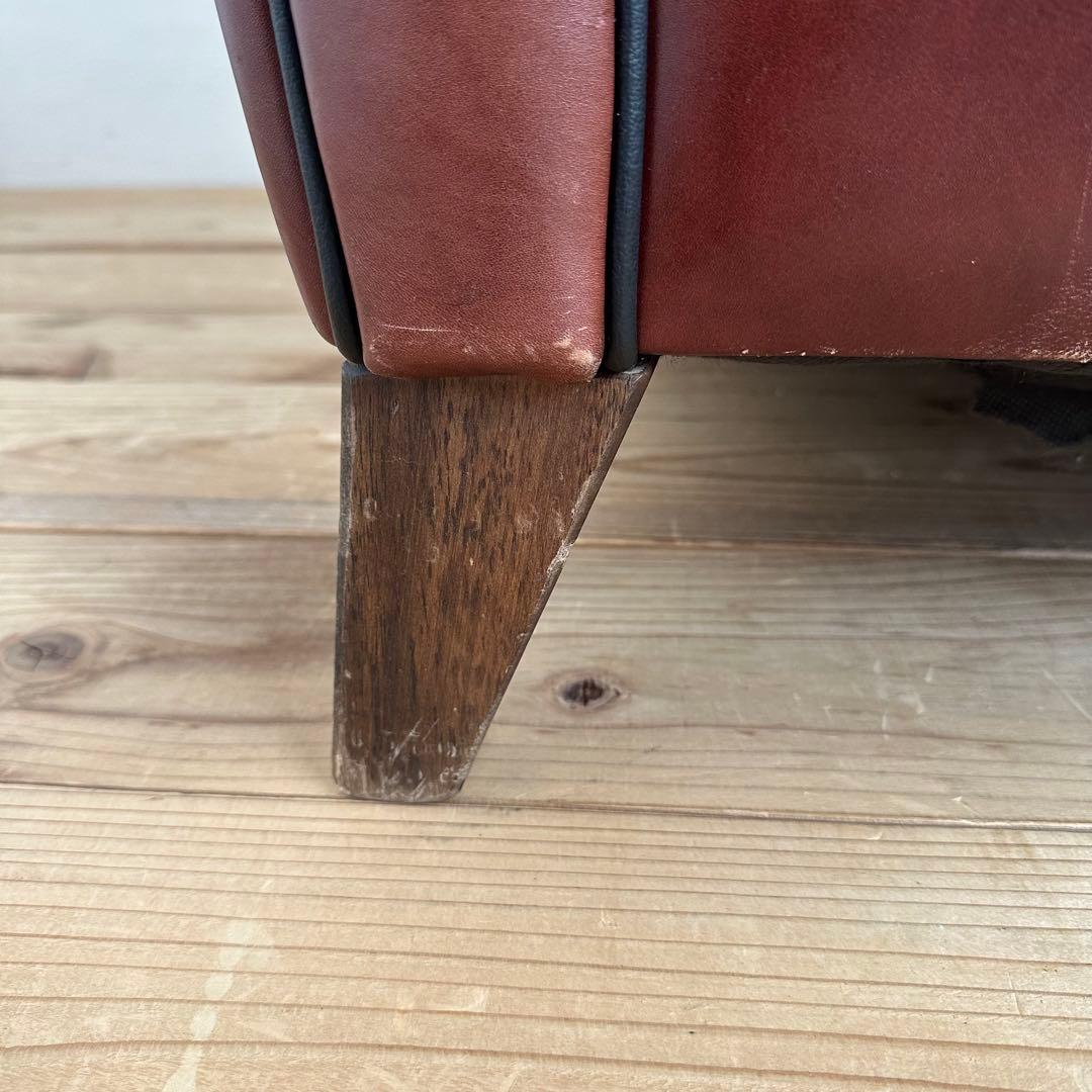 ヴィンテージ　ブラウンレザー　ウィングバックソファ